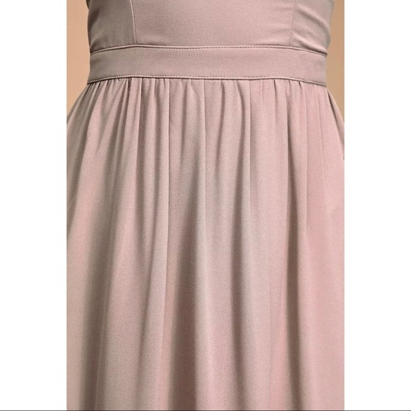 Lulus Sz M Taupe Romantic Long Formal Gown Maxi Dress Georgette Mod Halter - Picture 4 of 11